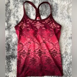 Athleta Red and Pink Patterned Tank Top